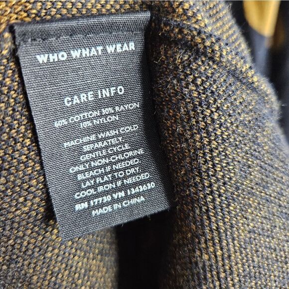 Who what wear, tan and black sweater dress, blouses puffer sleeves, size large - Picture 4 of 5